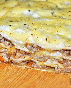 Лазанья мясная с лавашем