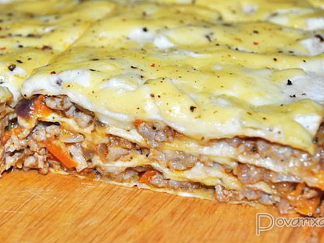 Рецепт лазаний мясная с лавашем