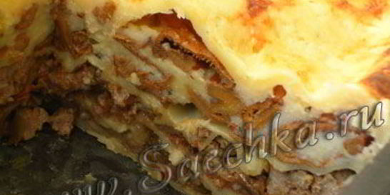 Лазанья с фаршем и грибами