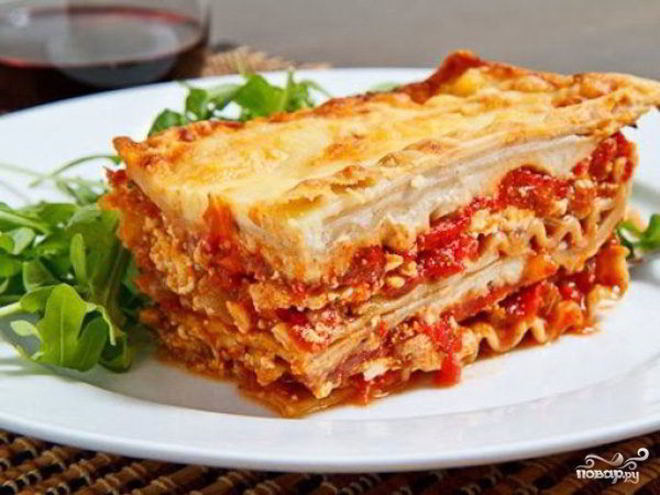 Рецепт лазаний с курицей и помидорами