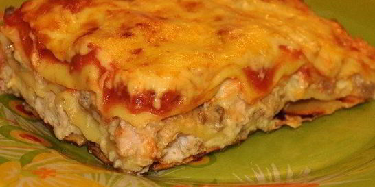 Лазанья с курицей и шампиньонами