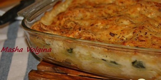 Лазанья с курицей и шпинатом