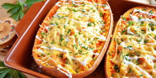 Фаршированная тыква-спагетти курицей