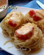 Гнезда из спагетти с куриным филе