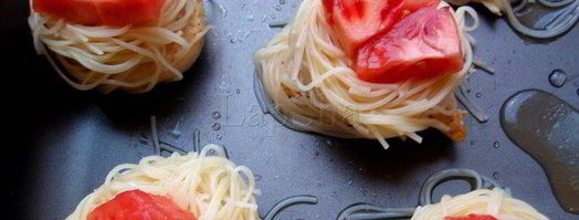 гнезда из спагетти с куриным филе. Шаг 5