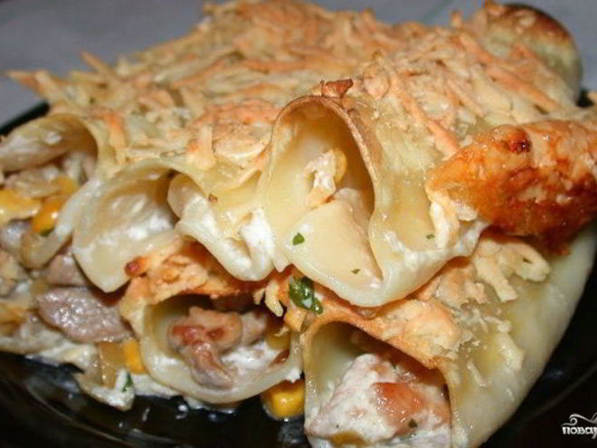 Рецепт каннеллонь, фаршированных курицей и грибами