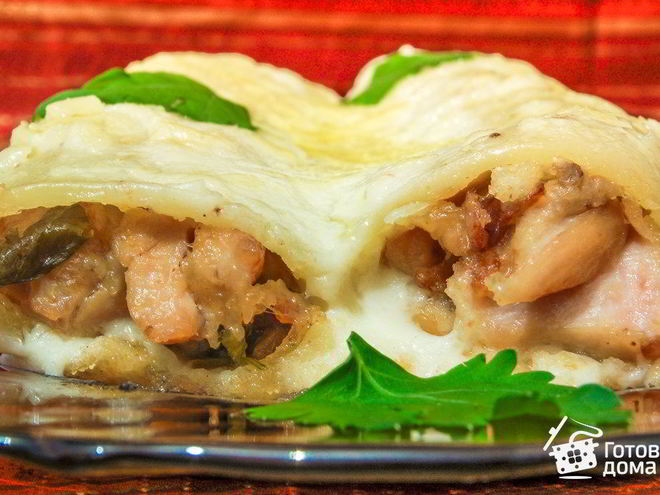 Рецепт каннеллонь с курицей и грибами