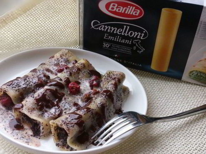Рецепт каннеллонь с маково-вишневой начинкой