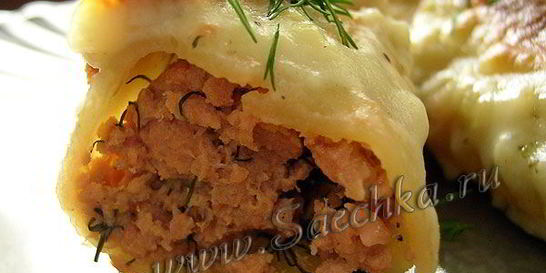 Каннеллони с рыбой и зеленью