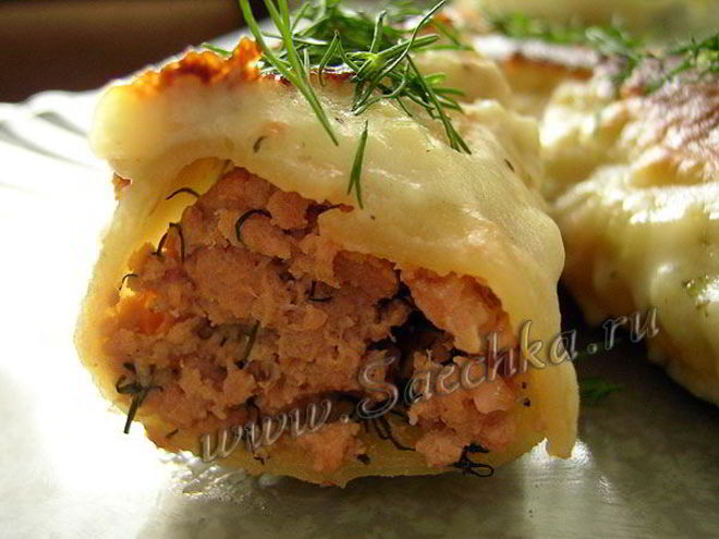 Рецепт каннеллонь с рыбой и зеленью