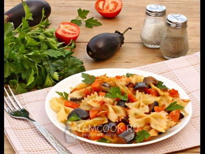 Рецепт макарон с баклажанами и помидорами