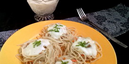 Макароны с фаршем под соусом бешамель