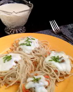 Макароны с фаршем под соусом бешамель