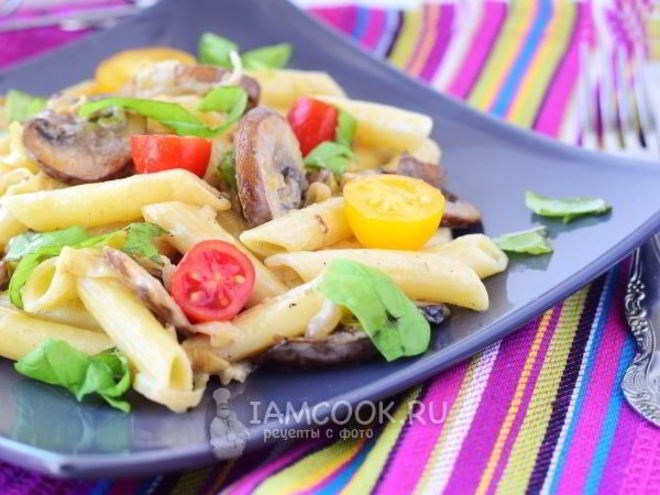 Рецепт макарон с грибами в сливочном соусе