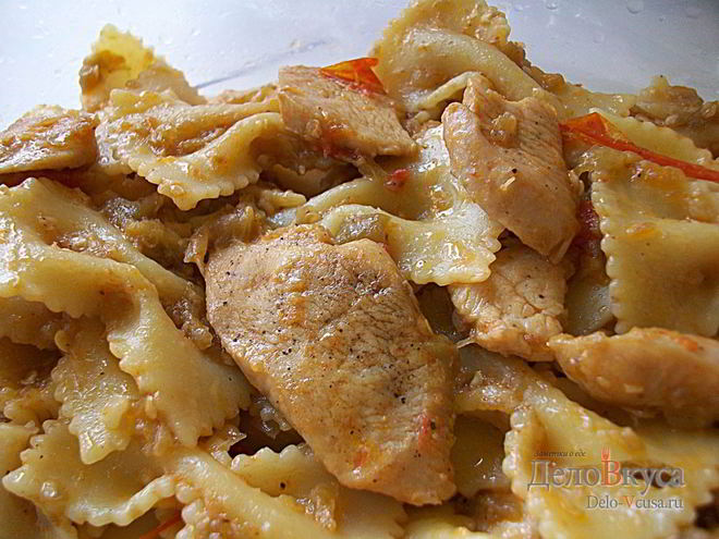 Рецепт макарон с курицей и баклажанами