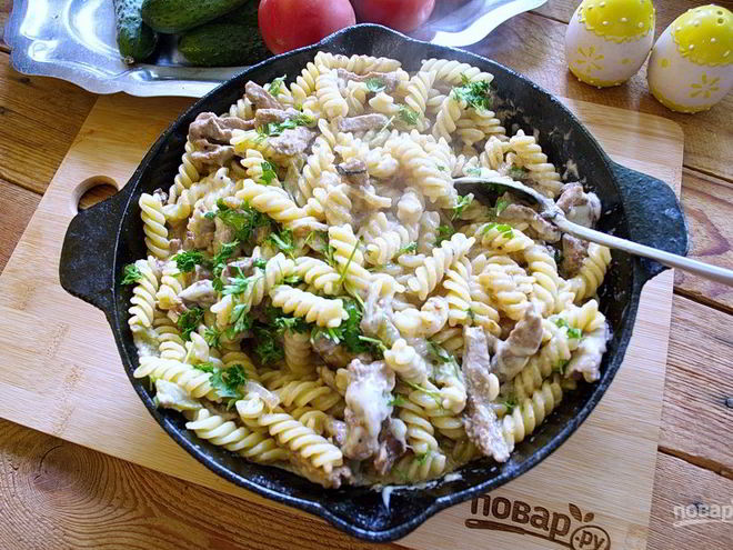 Рецепт макарон с мясом под сыром в духовке