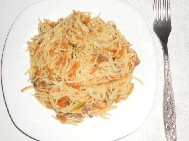 Рецепт макарон с тушенкой и чесноком