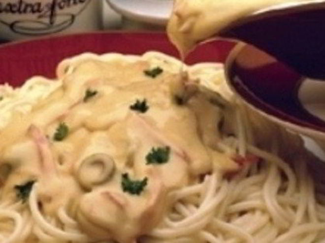 Рецепт пасты феттучини в сливочно-томатном соусе