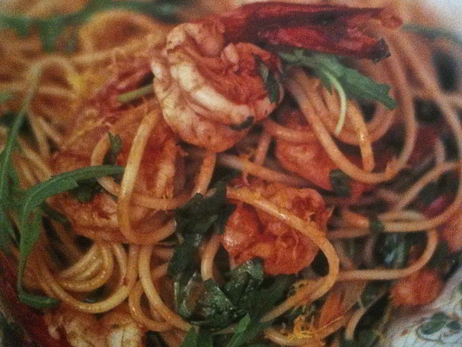 Рецепт пасты с креветками и рукколой