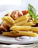 Паста с лососем, грибами и сыром