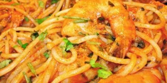 Паста с тигровыми креветками