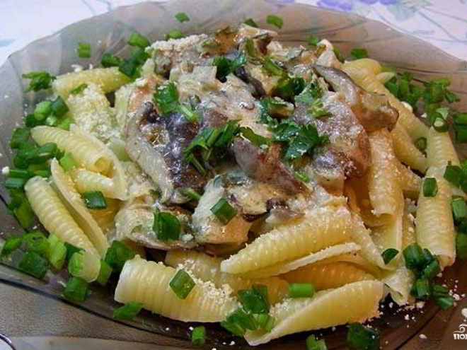 Рецепт пасты с вешенками в сливочном соусе