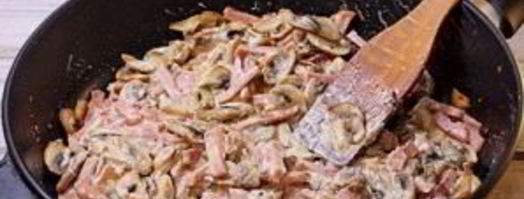 паста с ветчиной и грибами. Шаг 7