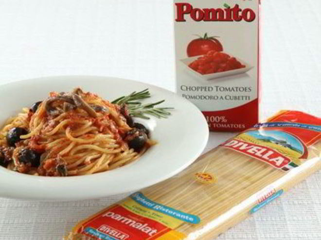 Рецепт спагетти с анчоусами, маслинами и томатным соусом