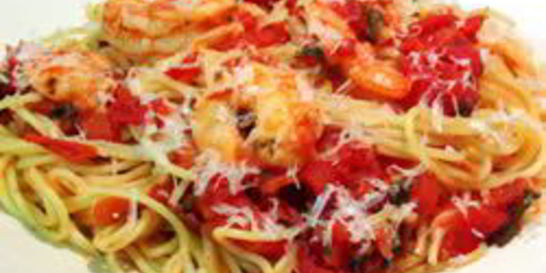 Спагетти с креветками и базиликом