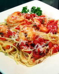 Спагетти с креветками и базиликом