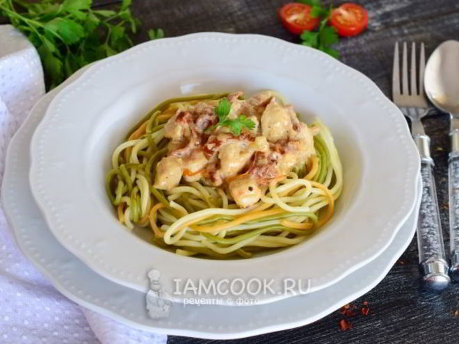 Рецепт спагетти с курицей в сливочном соусе