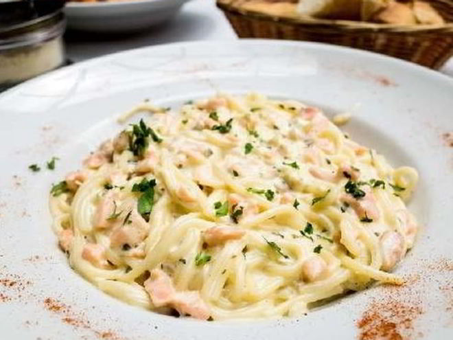 Рецепт спагетти с лососем