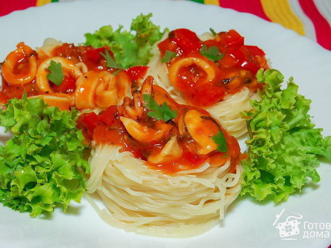 Рецепт спагетти с морепродуктами