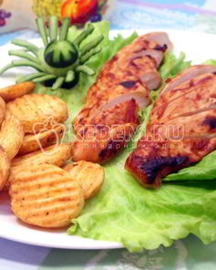 Куриное филе с картофельными ломтиками