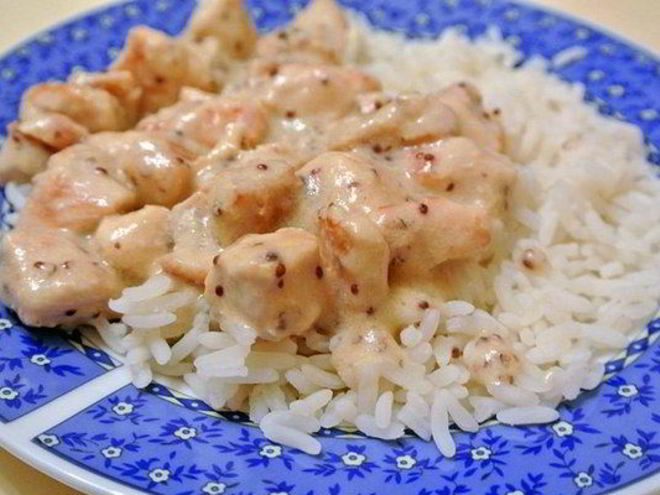 Рецепт куриного филе со сметанно-горчичным соусом