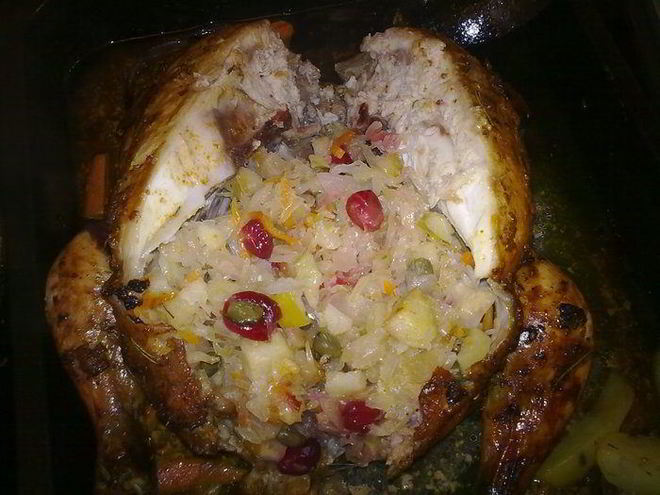 Рецепт курицы фаршированной квашеной капустой