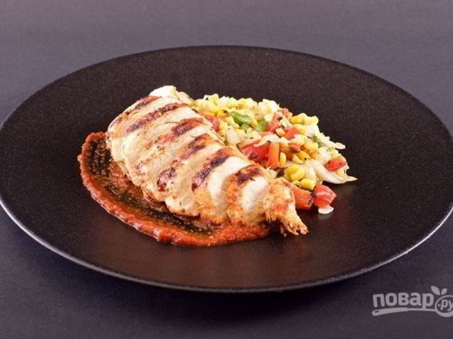 Рецепт курицы на гриле с овощами и соусом барбекю