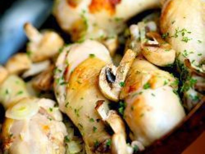 Рецепт курицы с грибами и луком