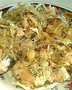 Курица со свежей капустой в духовке