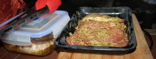 мраморная говядина в соусе песто на решетке на мангале. Шаг 3