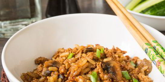 Рубленая курица с грибами и рисом