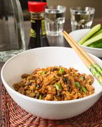 Рубленая курица с грибами и рисом