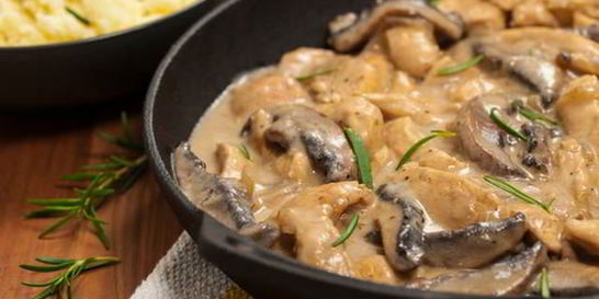 Телятина с грибами в сливочном соусе