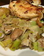 Нежный гарнир из лука-порея и грибов с маскарпоне