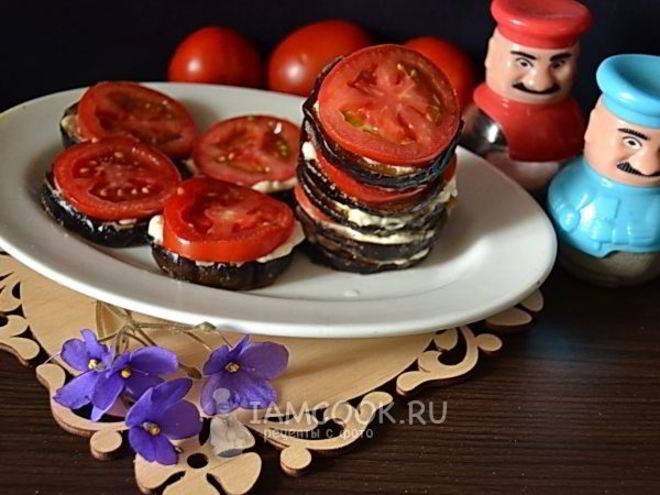 Рецепт баклажанов жареных с чесноком и помидорами