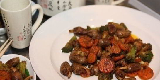 Брокколи с куриными сердечками