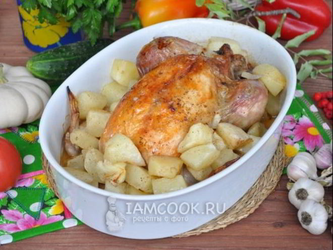 Рецепт фаршированной курицы с патиссонами в рукаве