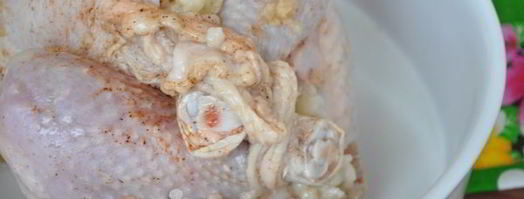 фаршированная курица с патиссонами в рукаве. Шаг 12