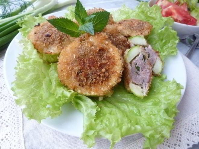 Рецепт фаршированных кабачков в хрустящей корочке