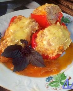 Фаршированные перцы с сыром на сковороде